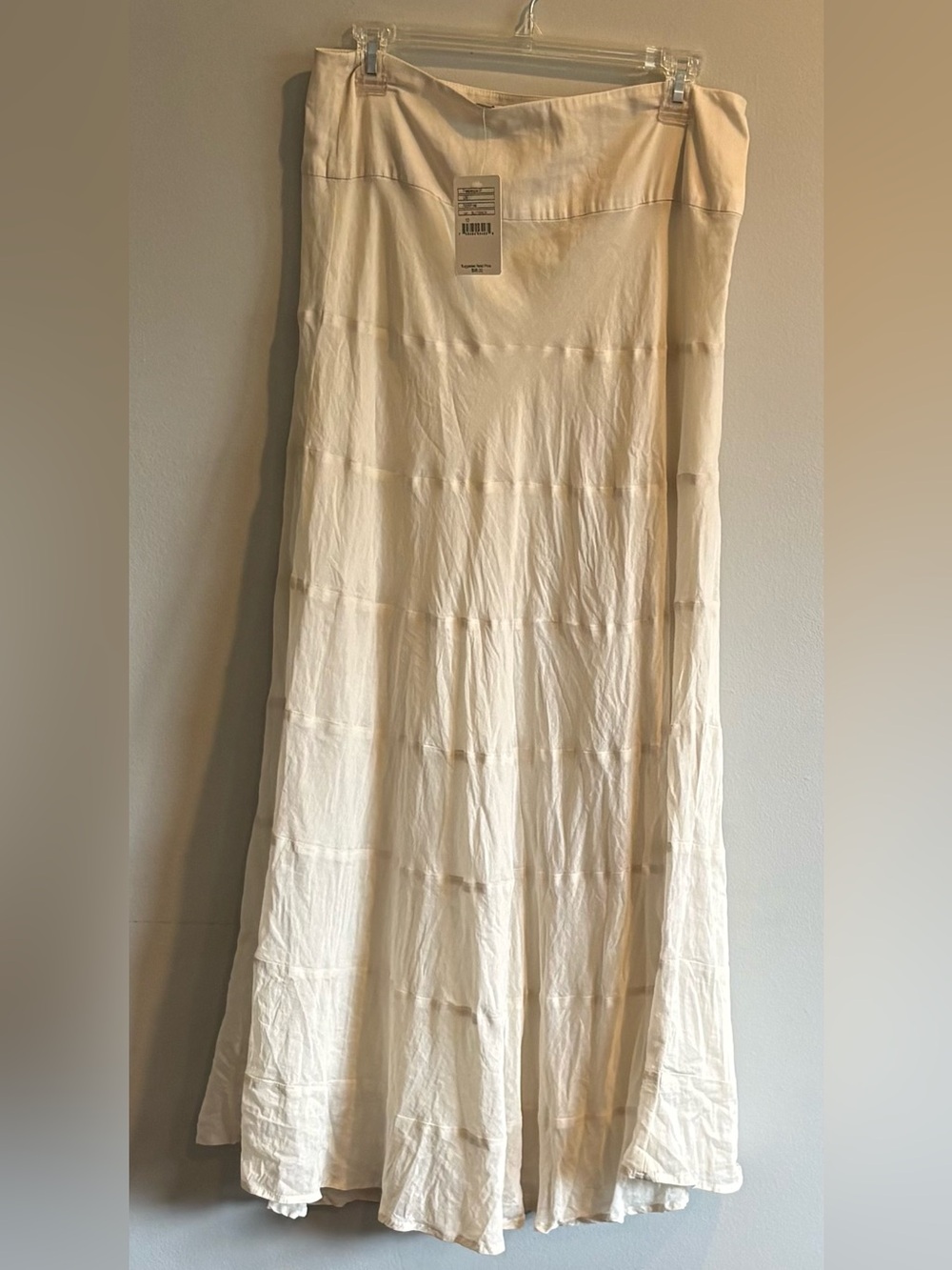 Free People Ivory Tiered Maxi Skirt 100% Cotton Lined New With Tags Size 10